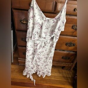 Caution To The Wind Floral Mini Dress - White and Pink